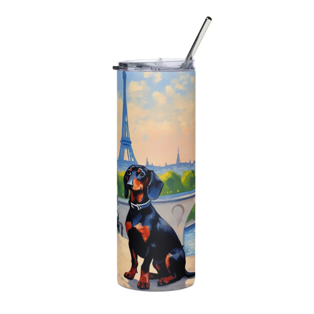 PugMug Custom Black Dachshund Stainless Steel Tumbler