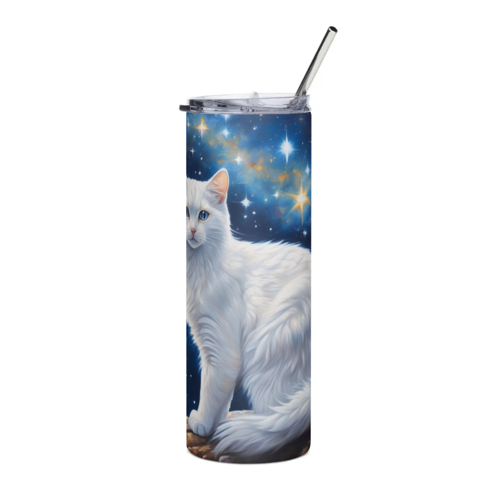 PugMug Custom White Companion Cat Stainless Steel Tumbler