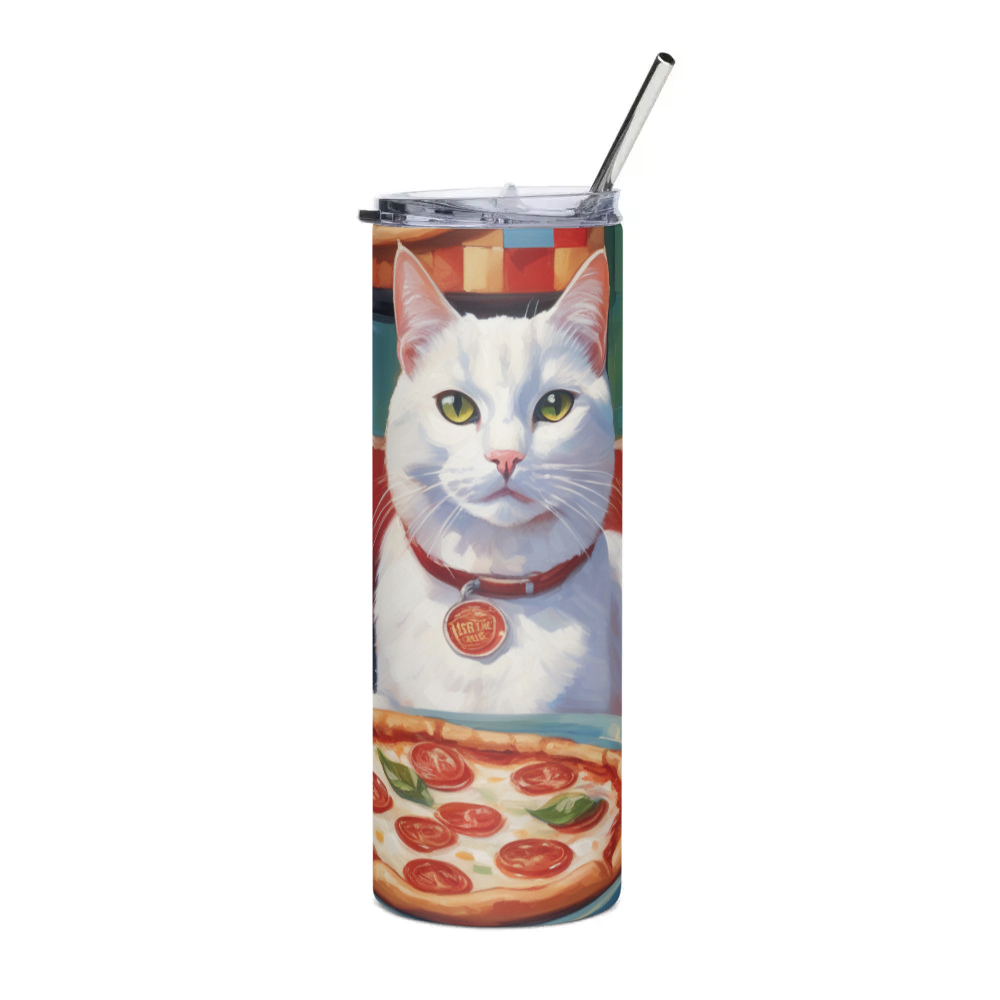 PugMug Custom White Companion Cat Stainless Steel Tumbler
