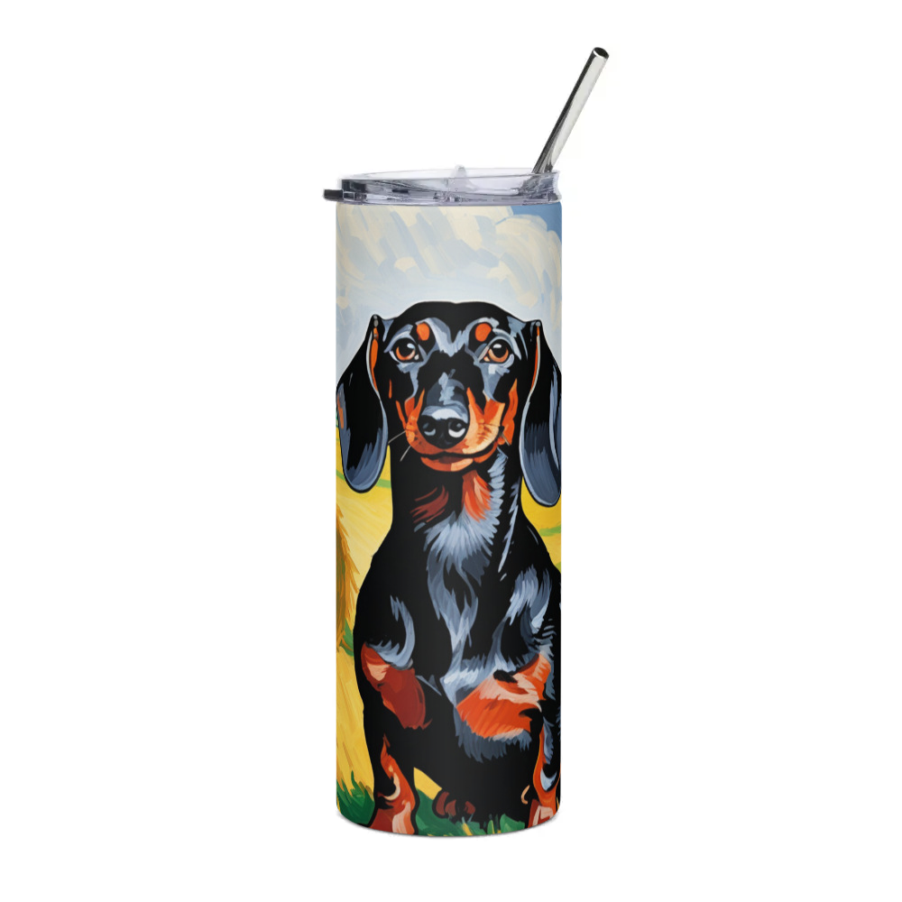 PugMug Custom Black Dachshund Stainless Steel Tumbler