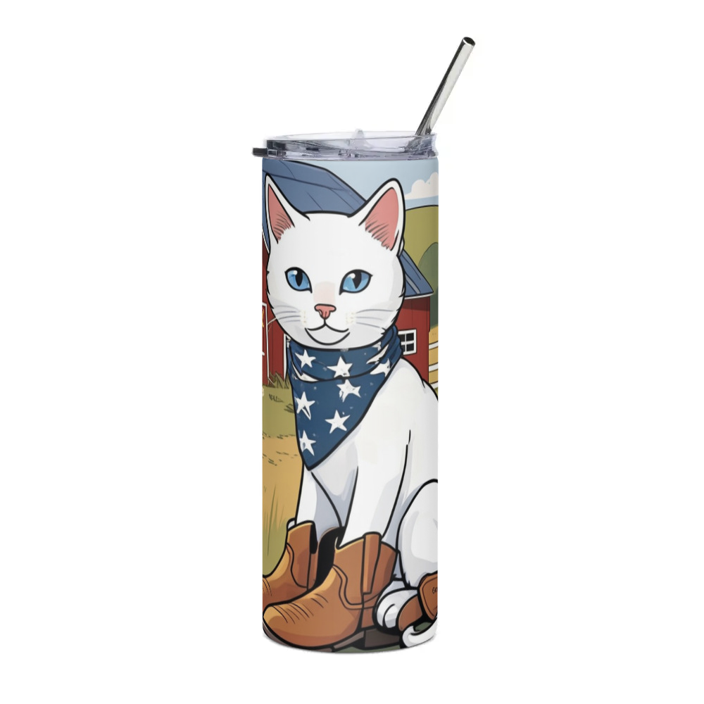 PugMug Custom White Companion Cat Stainless Steel Tumbler