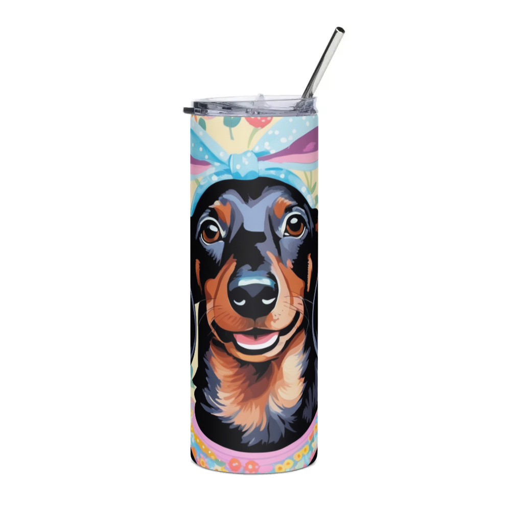PugMug Custom Black Dachshund Stainless Steel Tumbler