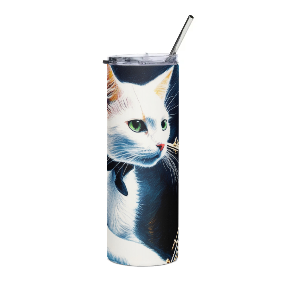 PugMug Custom White Companion Cat Stainless Steel Tumbler