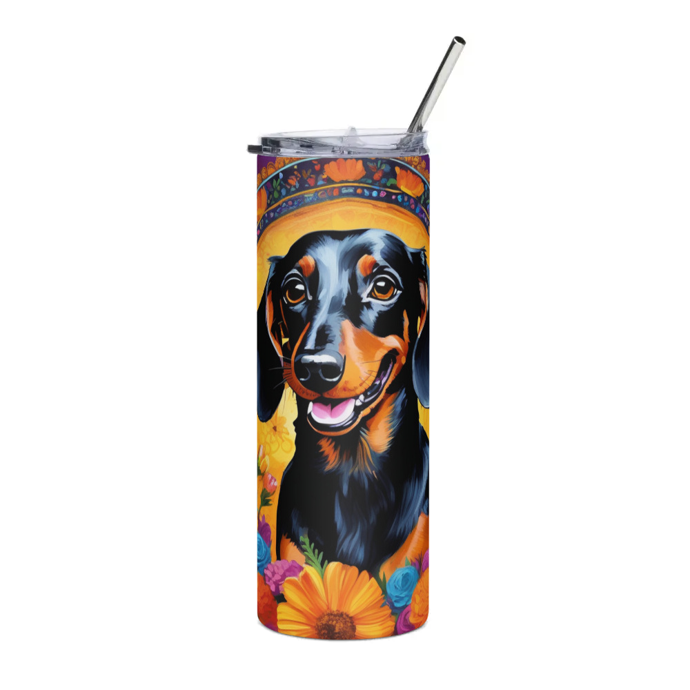 PugMug Custom Black Dachshund Stainless Steel Tumbler