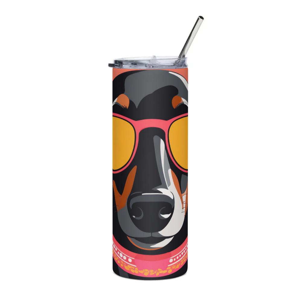 PugMug Custom Black Dachshund Stainless Steel Tumbler
