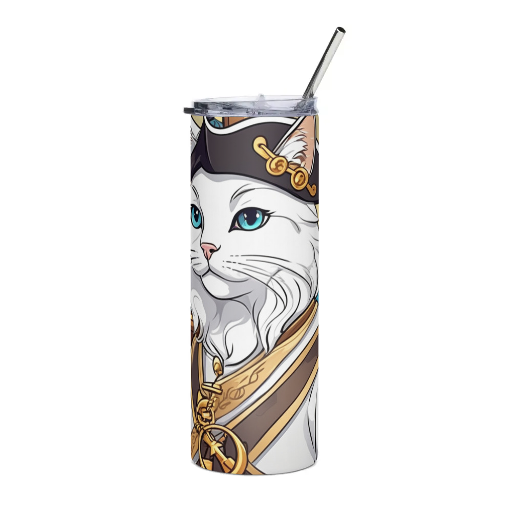 PugMug Custom White Companion Cat Stainless Steel Tumbler
