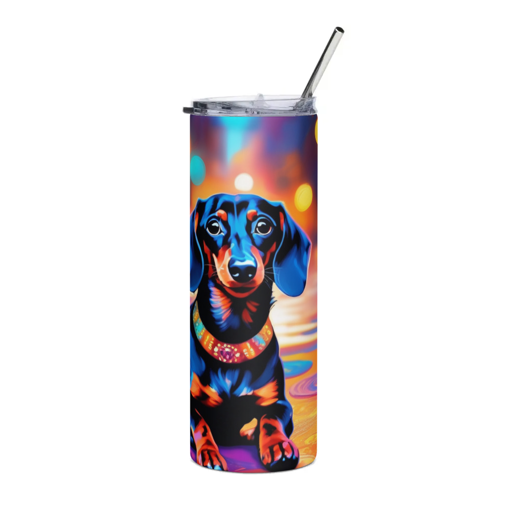 PugMug Custom Black Dachshund Stainless Steel Tumbler