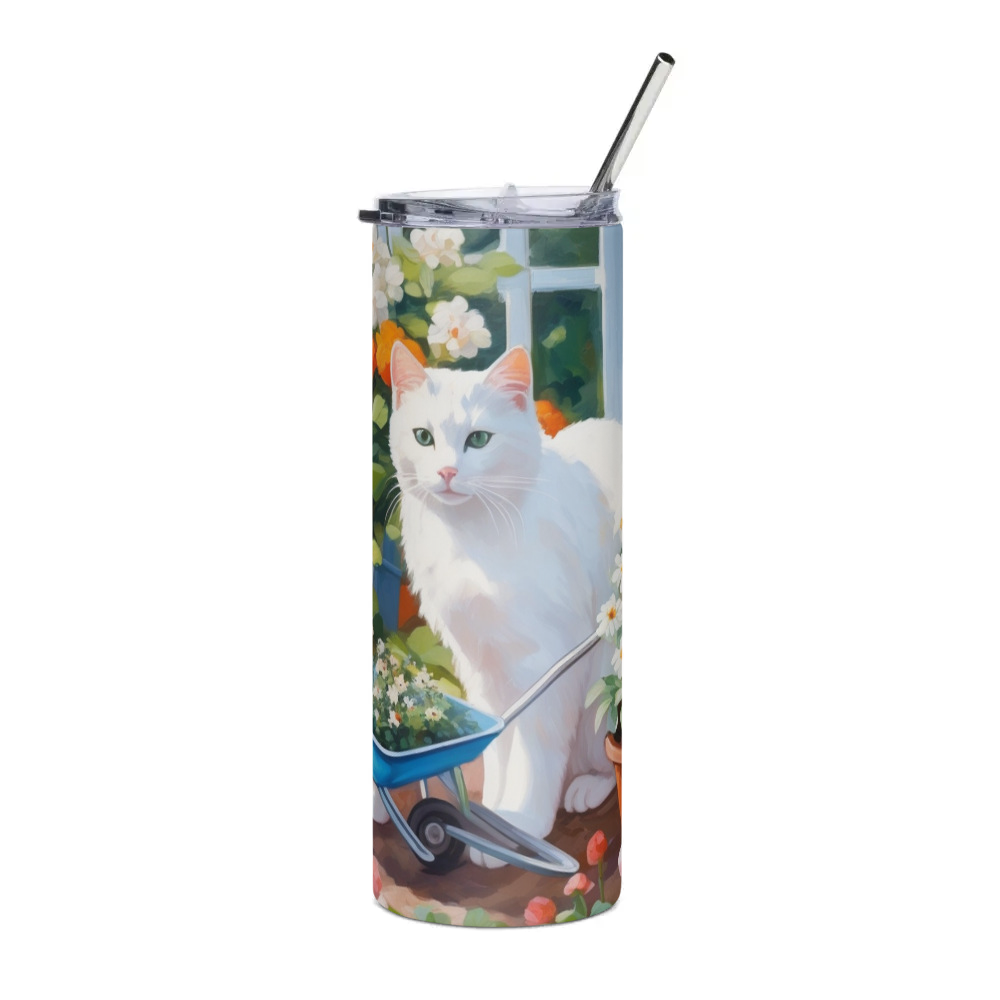 PugMug Custom White Companion Cat Stainless Steel Tumbler