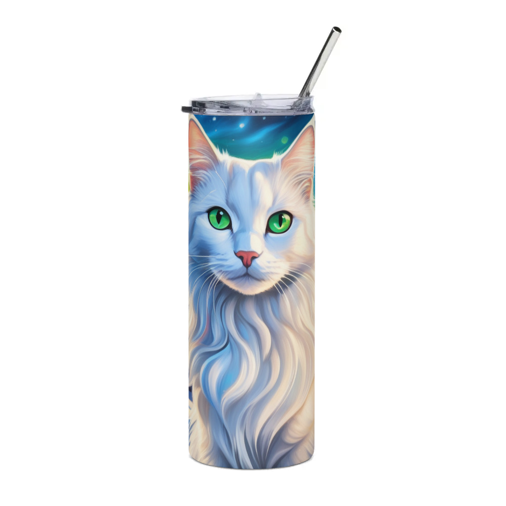 PugMug Custom White Companion Cat Stainless Steel Tumbler