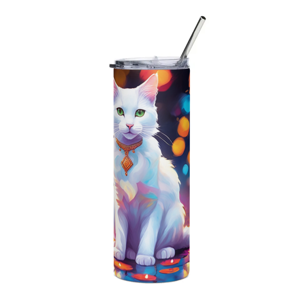 PugMug Custom White Companion Cat Stainless Steel Tumbler