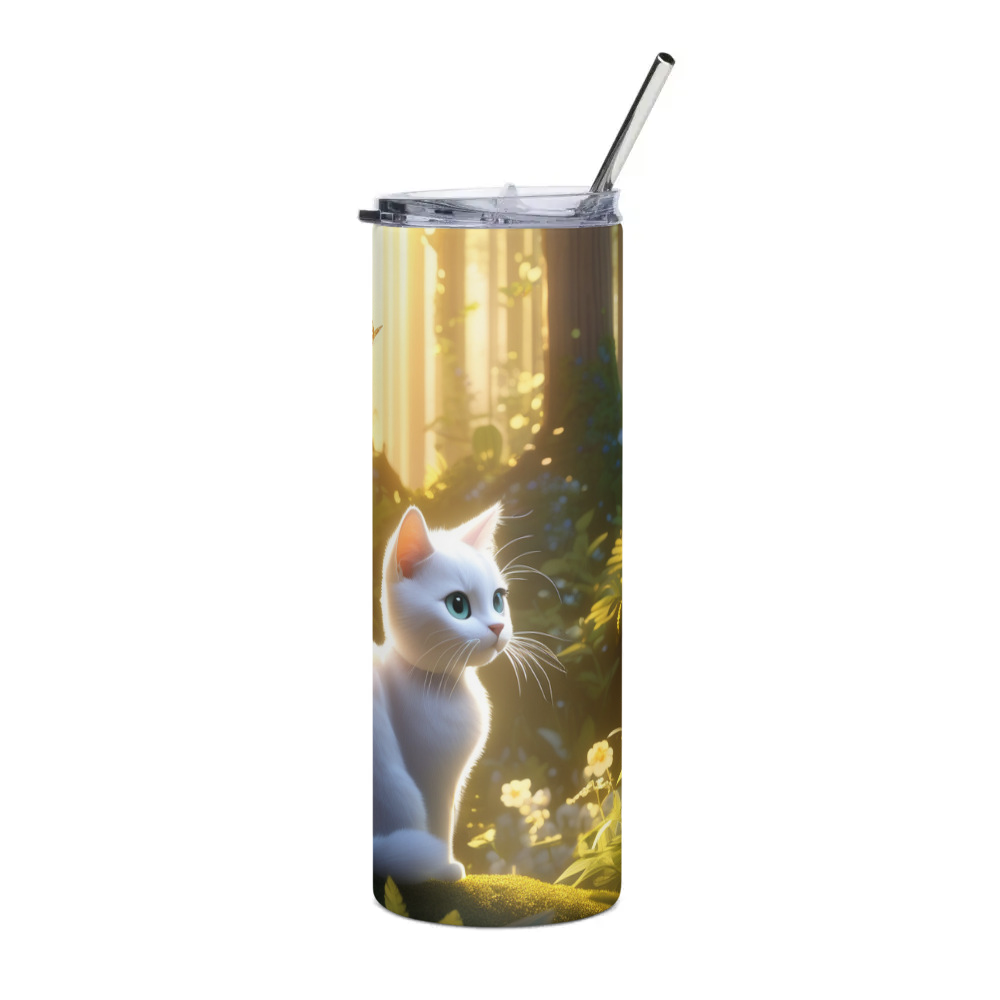 PugMug Custom White Companion Cat Stainless Steel Tumbler
