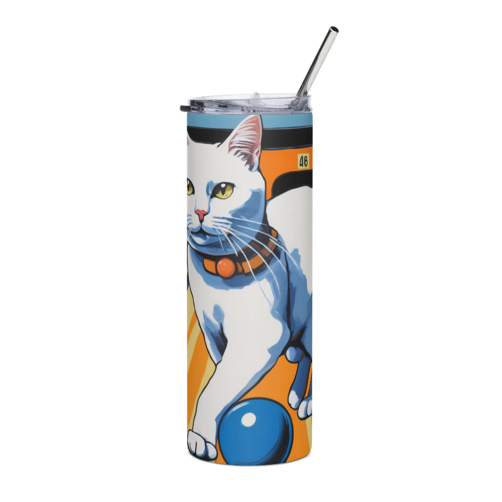 PugMug Custom White Companion Cat Stainless Steel Tumbler