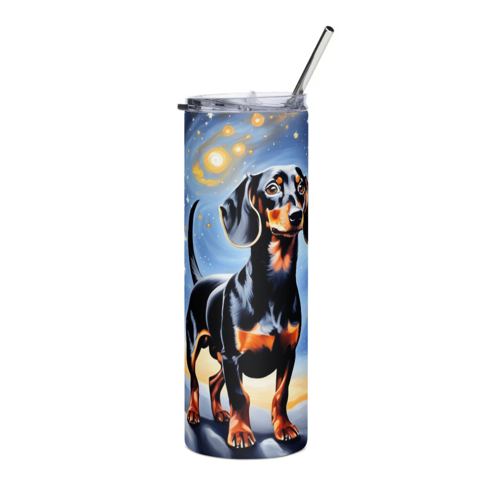 PugMug Custom Black Dachshund Stainless Steel Tumbler