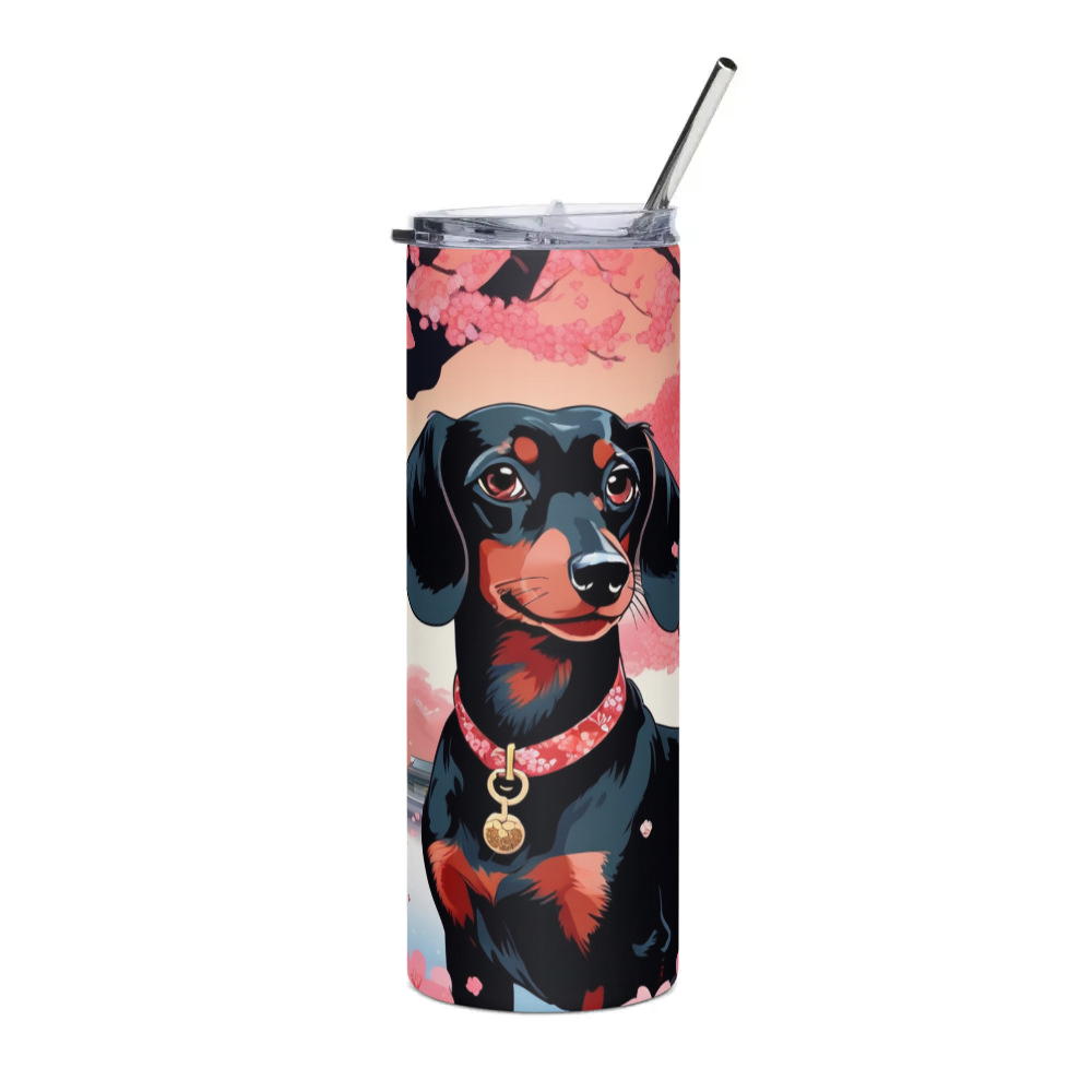 PugMug Custom Black Dachshund Stainless Steel Tumbler