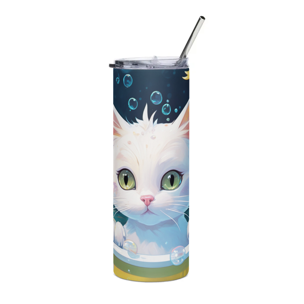 PugMug Custom White Companion Cat Stainless Steel Tumbler