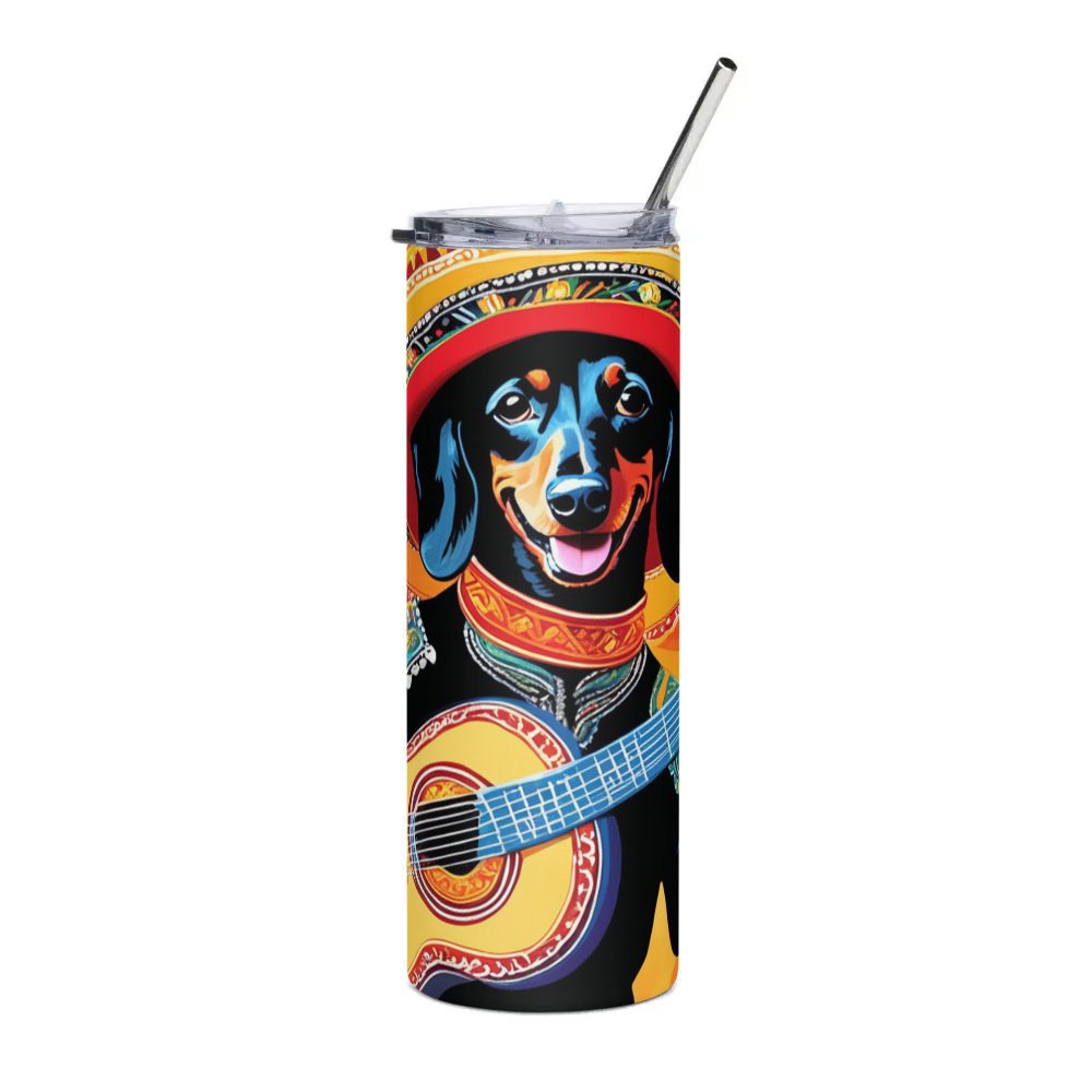 PugMug Custom Black Dachshund Stainless Steel Tumbler