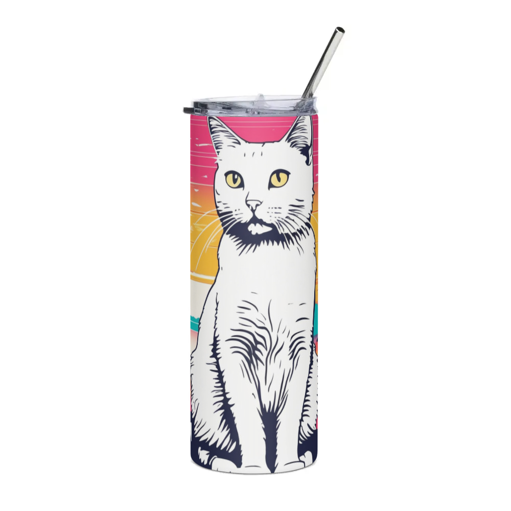 PugMug Custom White Companion Cat Stainless Steel Tumbler