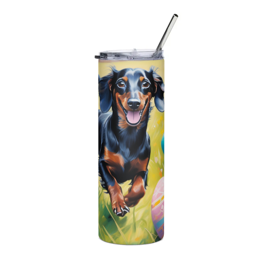 PugMug Custom Black Dachshund Stainless Steel Tumbler