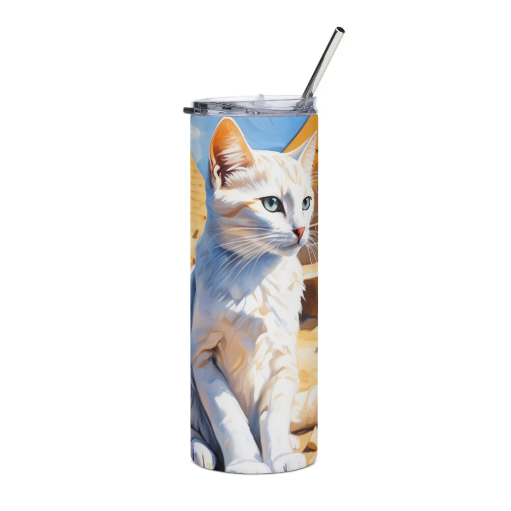 PugMug Custom White Companion Cat Stainless Steel Tumbler