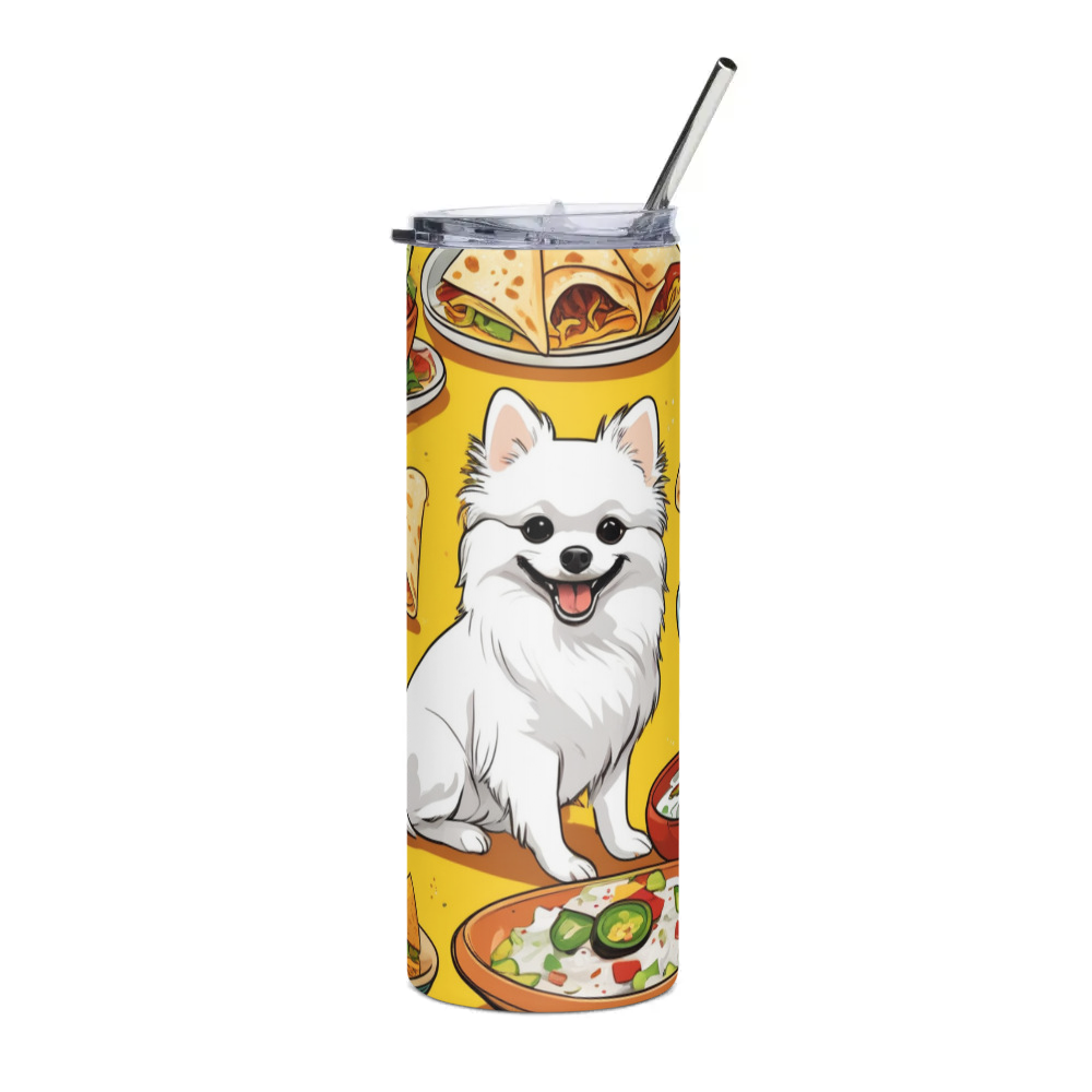 PugMug Custom White Pomeranian Stainless Steel Tumbler