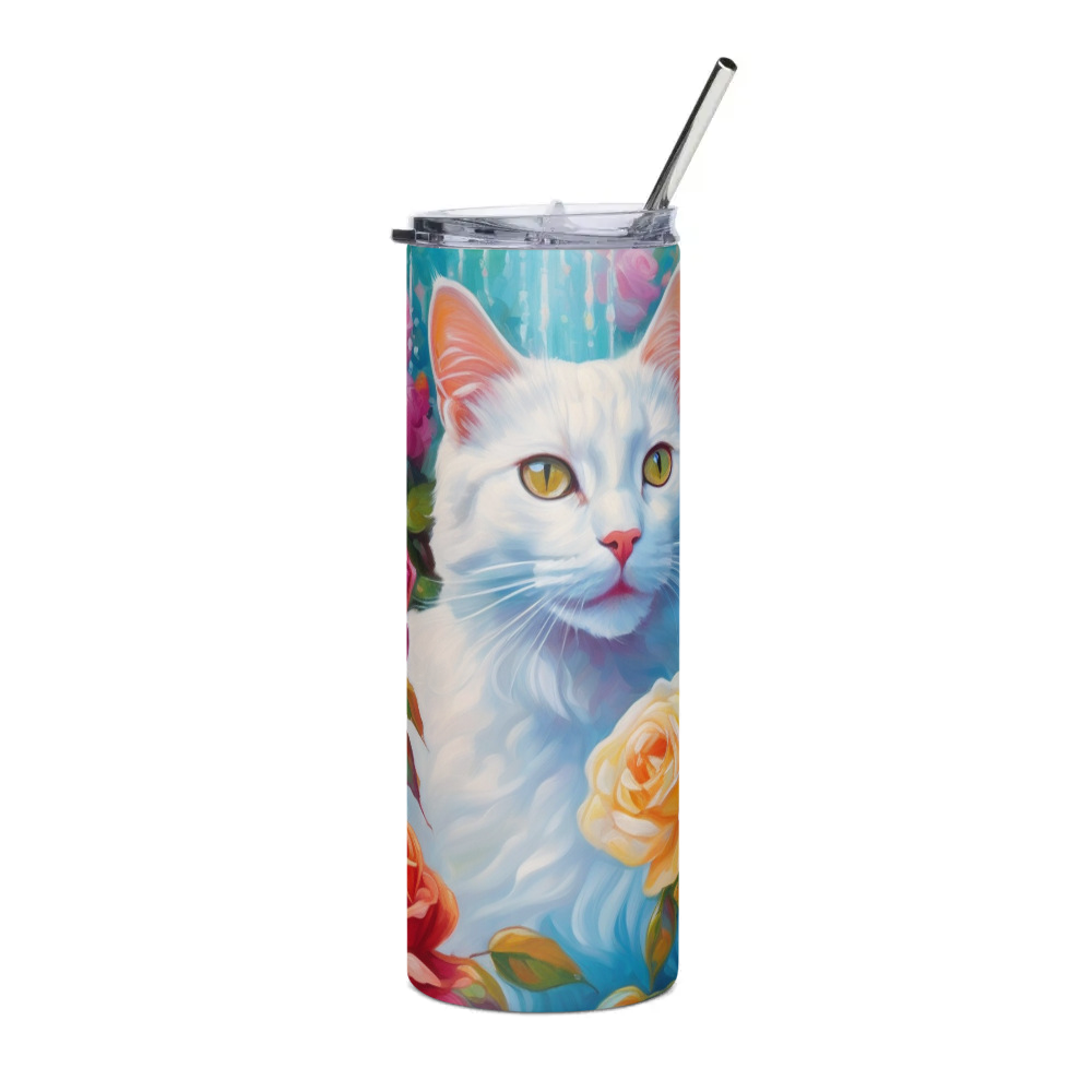 PugMug Custom White Companion Cat Stainless Steel Tumbler