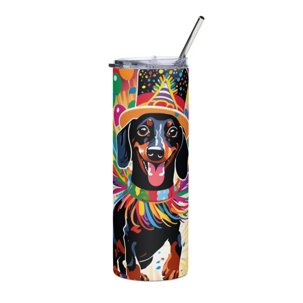 PugMug Custom Black Dachshund Stainless Steel Tumbler