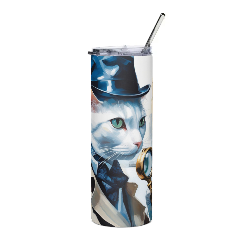 PugMug Custom White Companion Cat Stainless Steel Tumbler