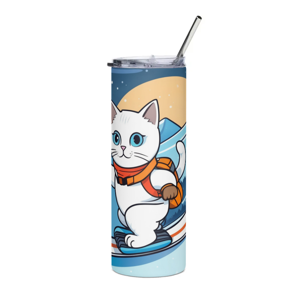 PugMug Custom White Companion Cat Stainless Steel Tumbler