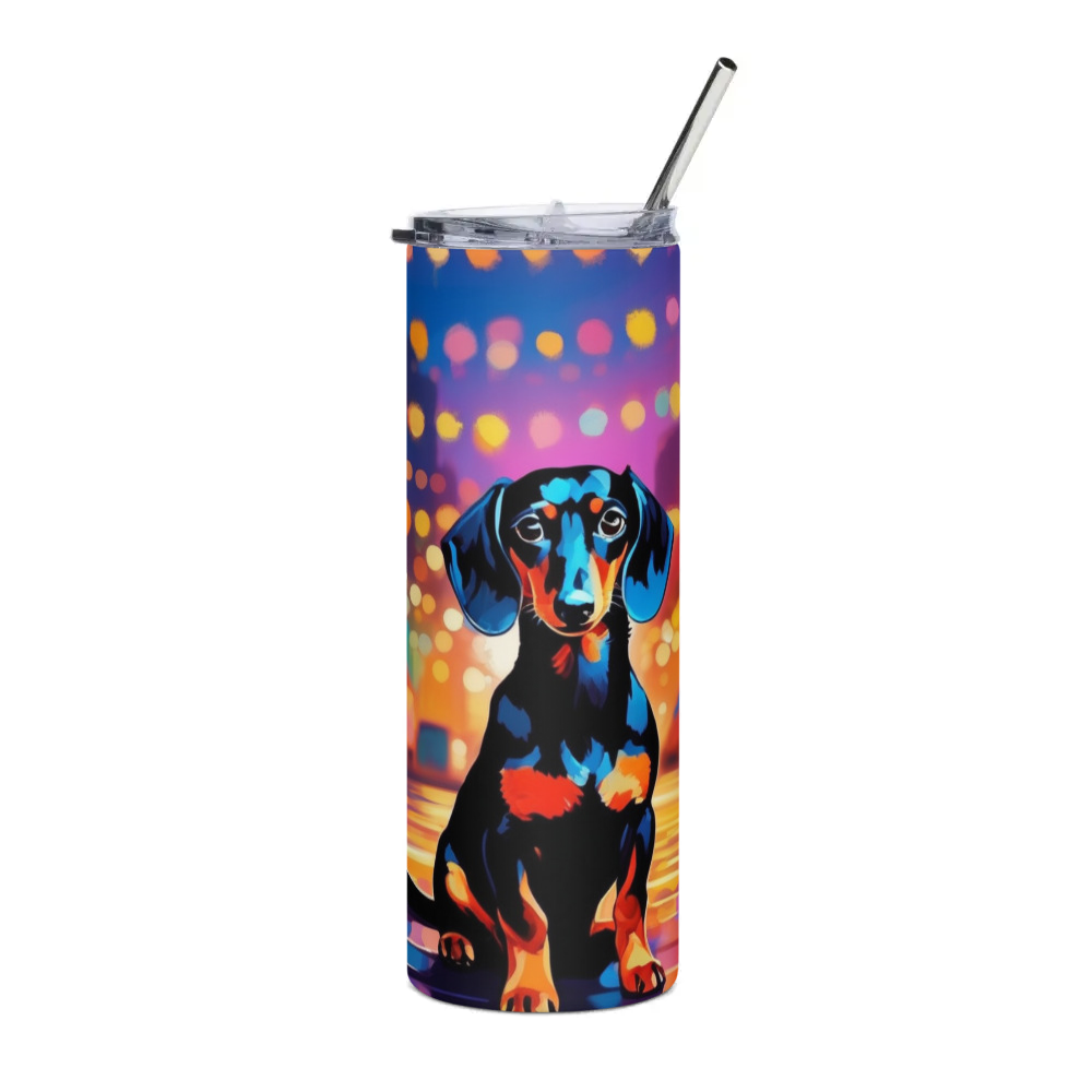PugMug Custom Black Dachshund Stainless Steel Tumbler