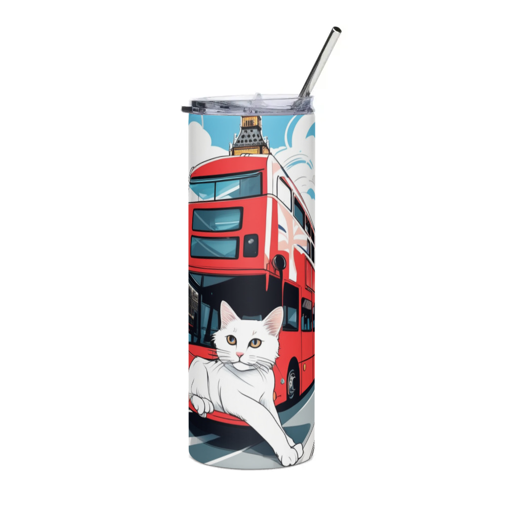 PugMug Custom White Companion Cat Stainless Steel Tumbler