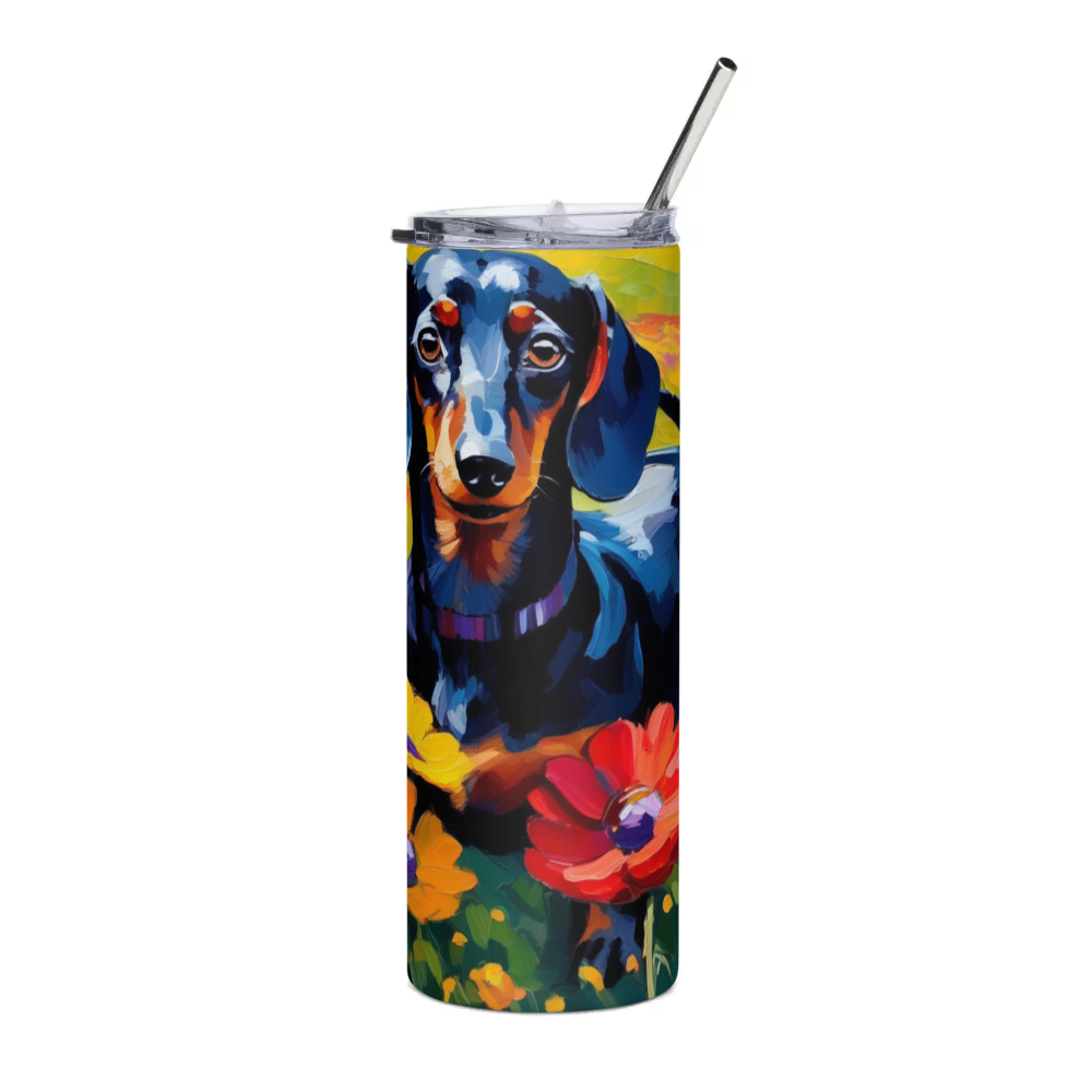 PugMug Custom Black Dachshund Stainless Steel Tumbler