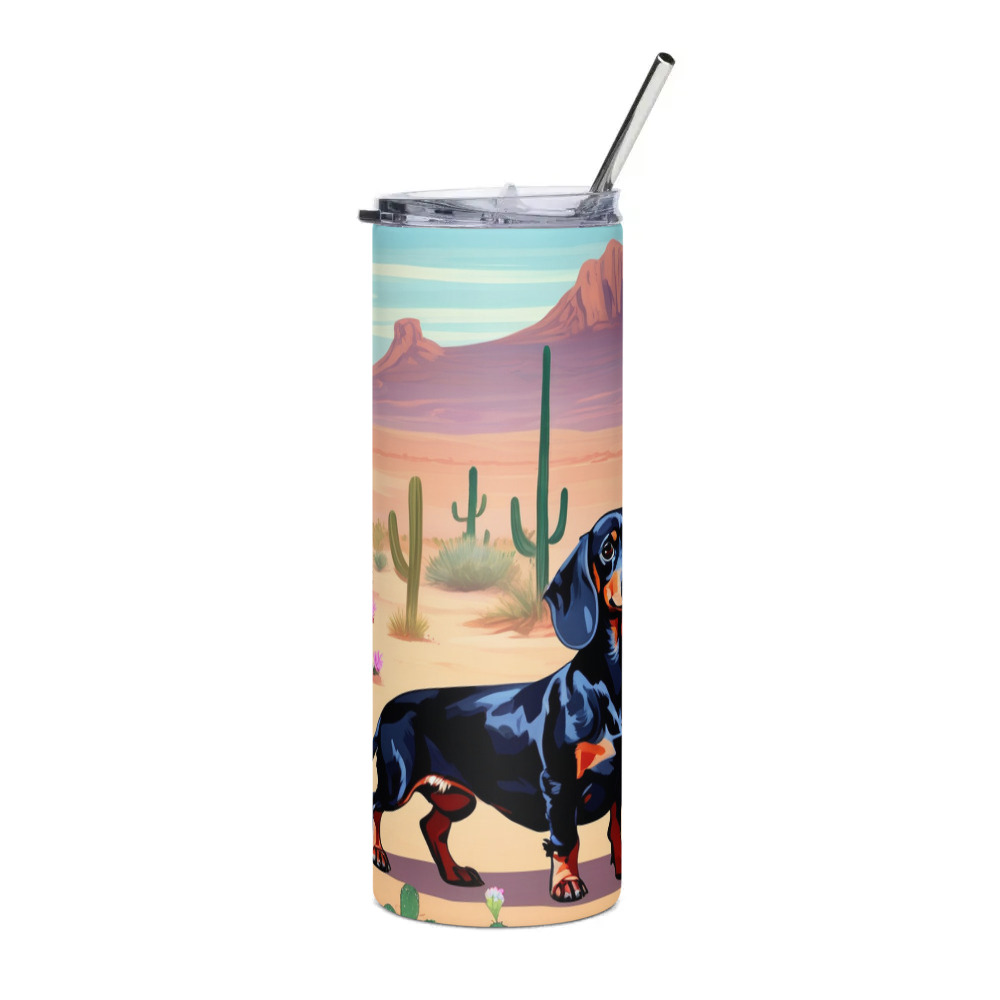 PugMug Custom Black Dachshund Stainless Steel Tumbler