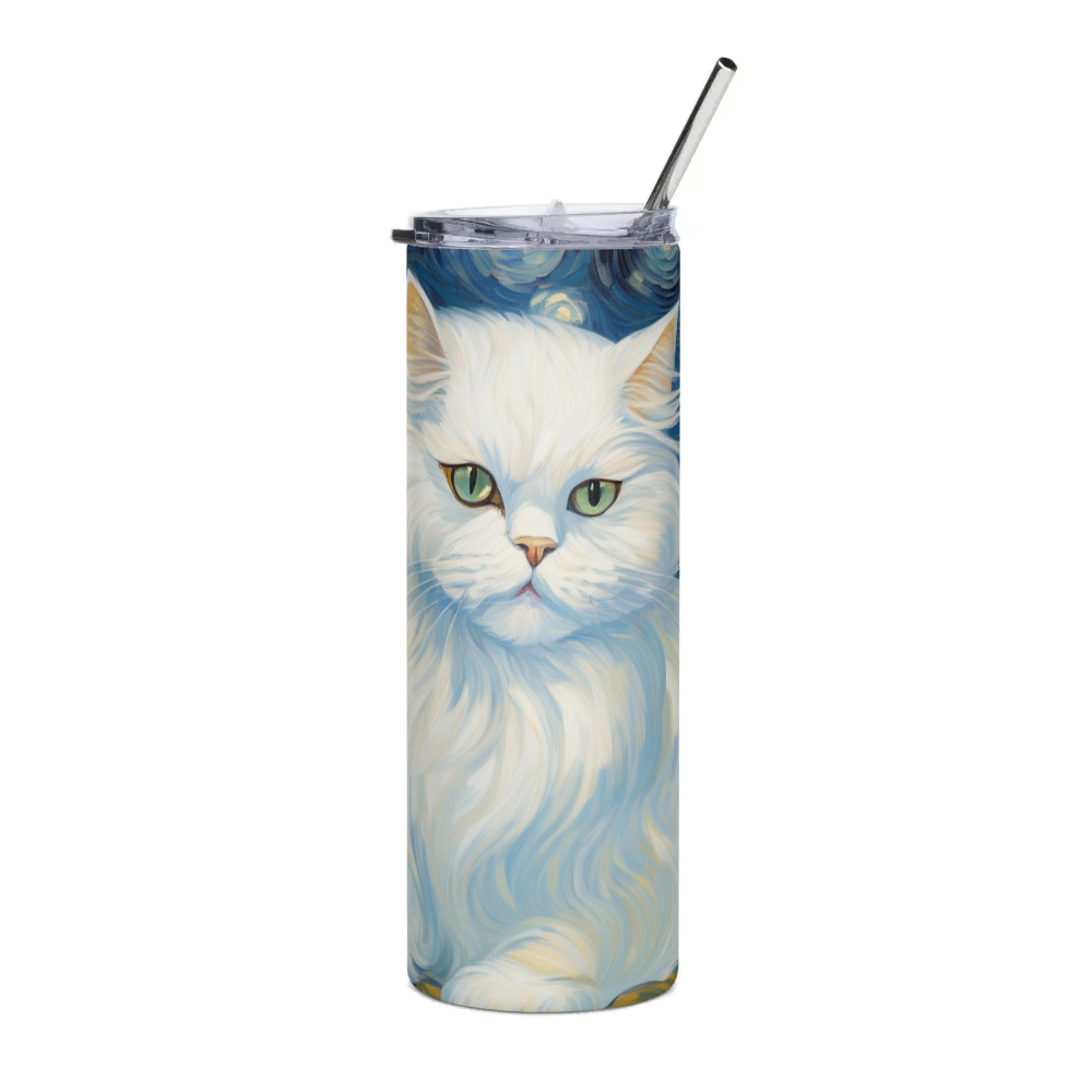 PugMug Custom White Persian Cat Stainless Steel Tumbler