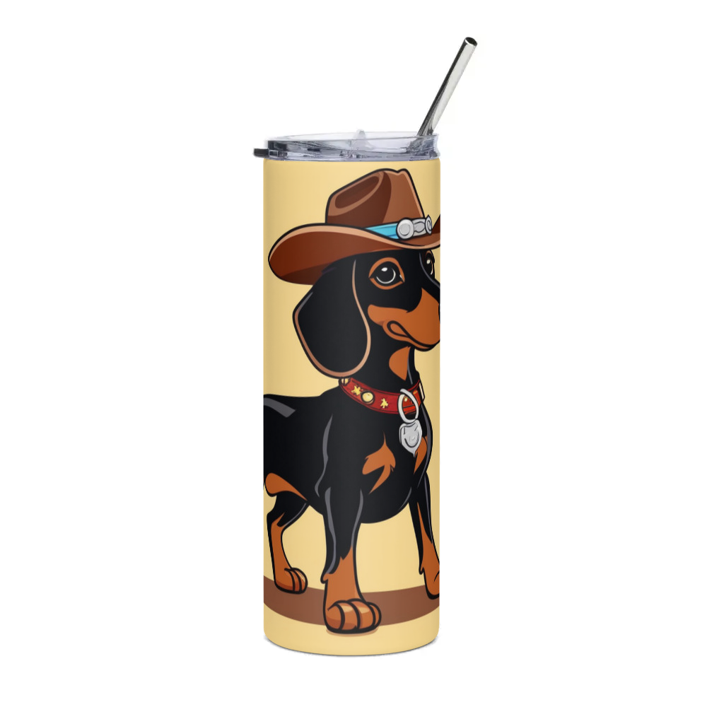 PugMug Custom Black Dachshund Stainless Steel Tumbler