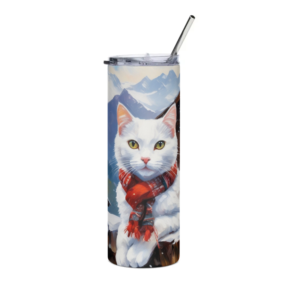 PugMug Custom White Companion Cat Stainless Steel Tumbler