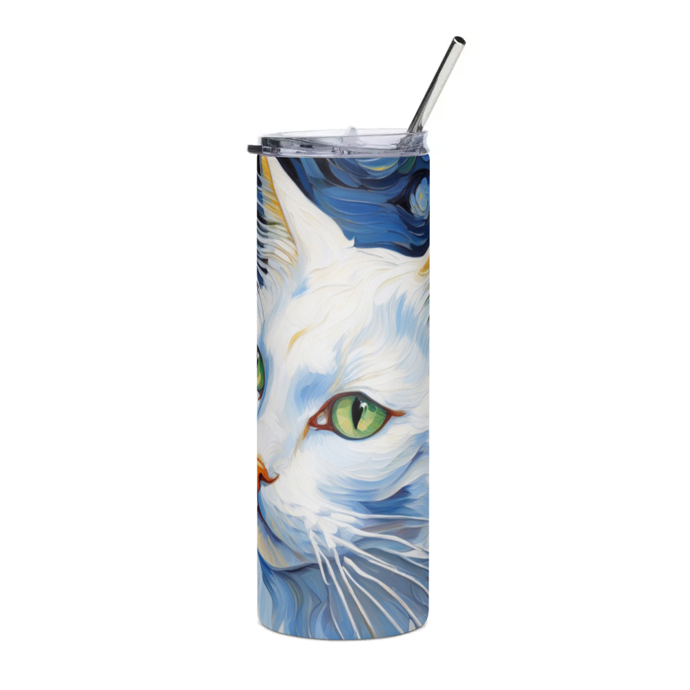 PugMug Custom White Companion Cat Stainless Steel Tumbler