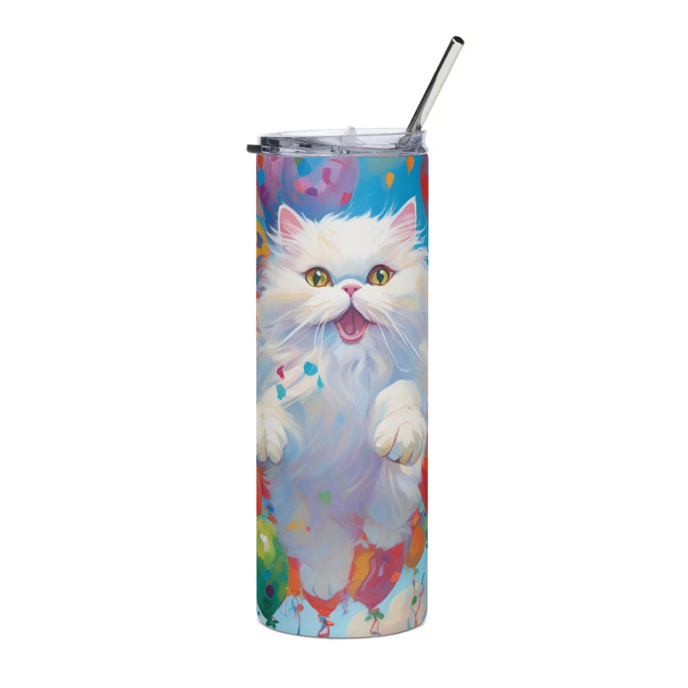 PugMug Custom White Persian Cat Stainless Steel Tumbler