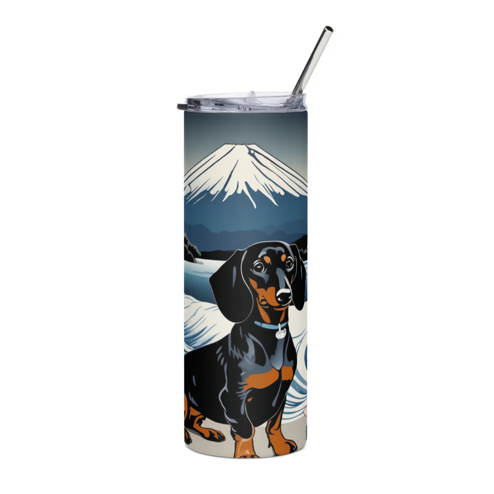 PugMug Custom Black Dachshund Stainless Steel Tumbler