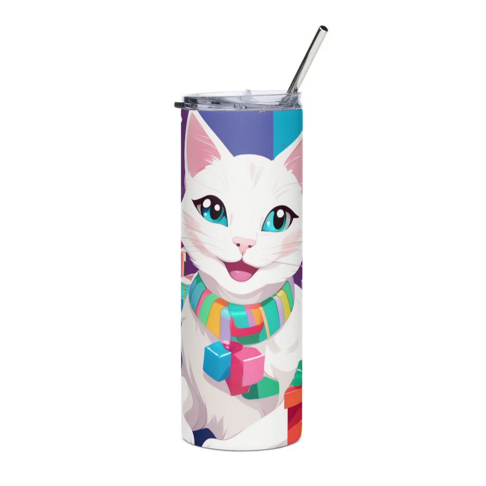PugMug Custom White Companion Cat Stainless Steel Tumbler