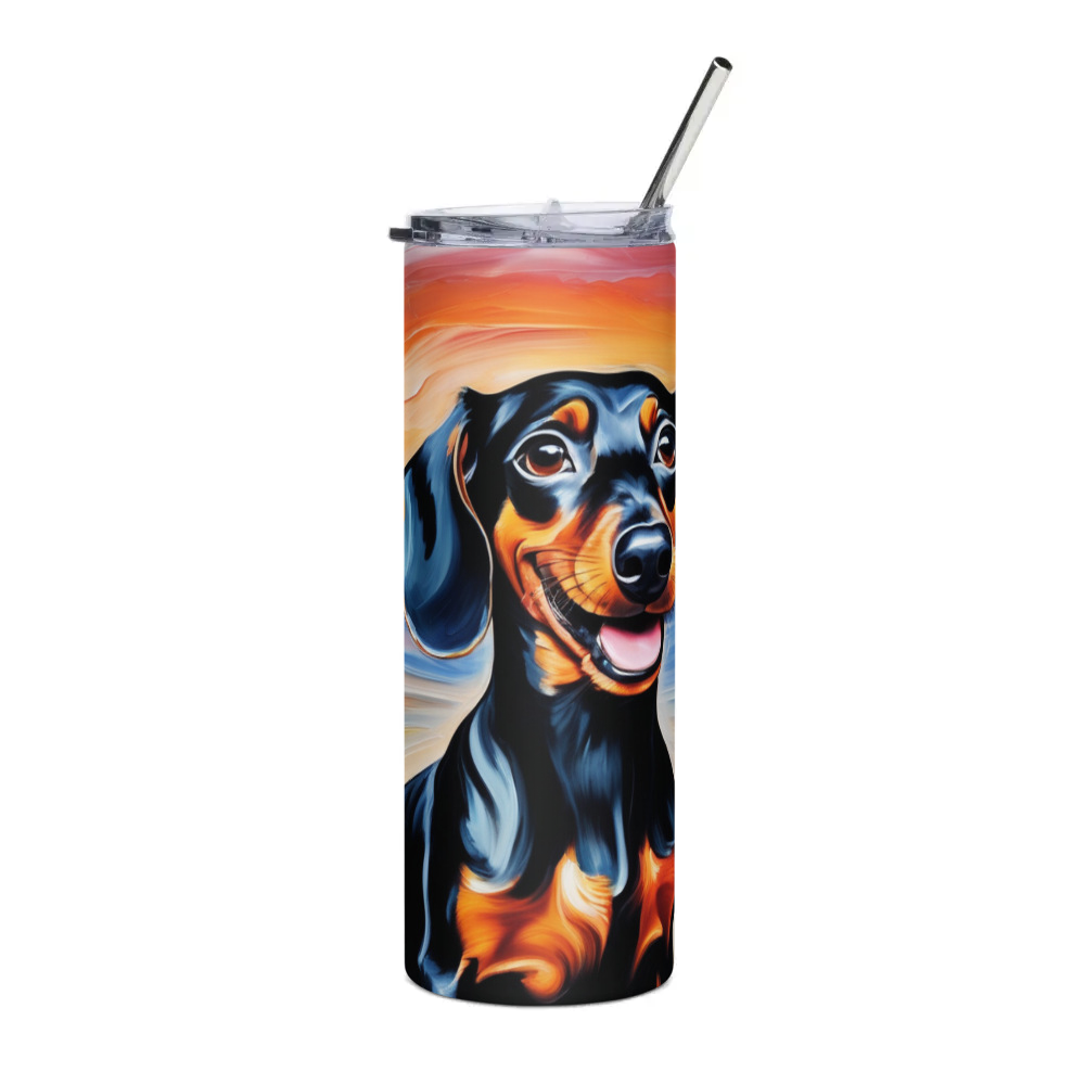 PugMug Custom Black Dachshund Stainless Steel Tumbler