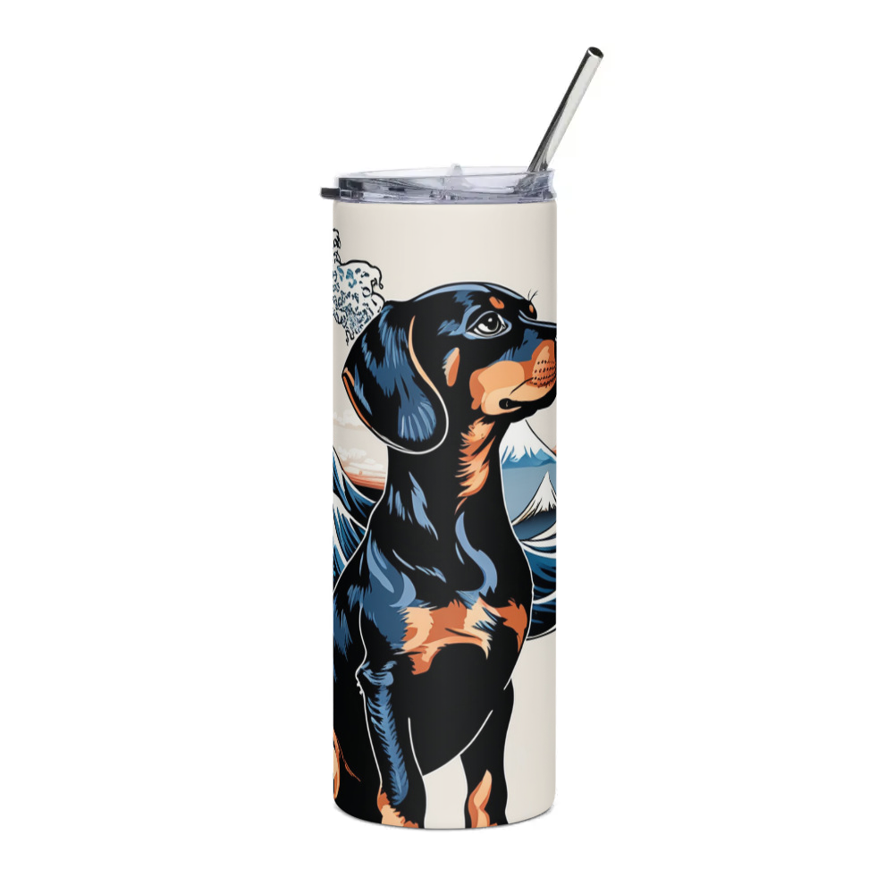 PugMug Custom Black Dachshund Stainless Steel Tumbler