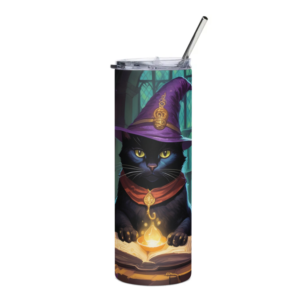 PugMug Custom Black Exotic Cat Stainless Steel Tumbler