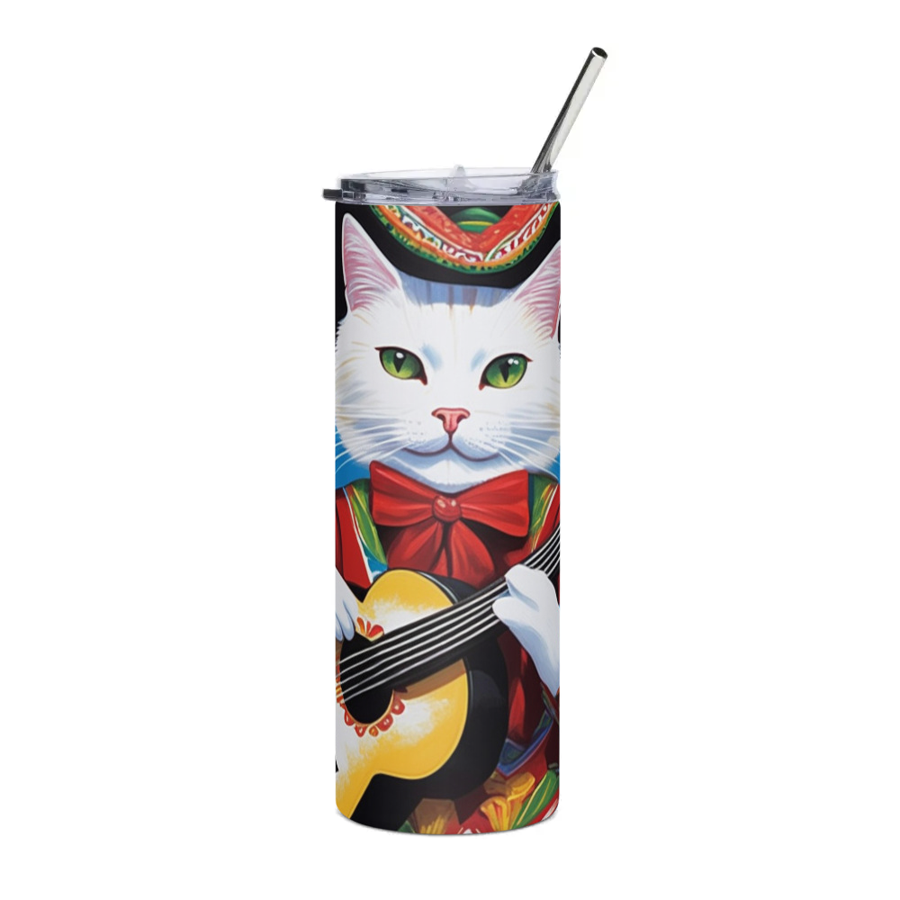 PugMug Custom White Companion Cat Stainless Steel Tumbler