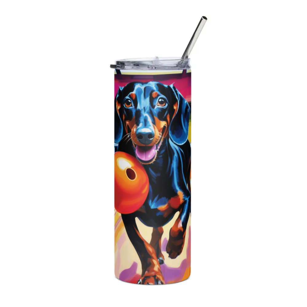 PugMug Custom Black Dachshund Stainless Steel Tumbler