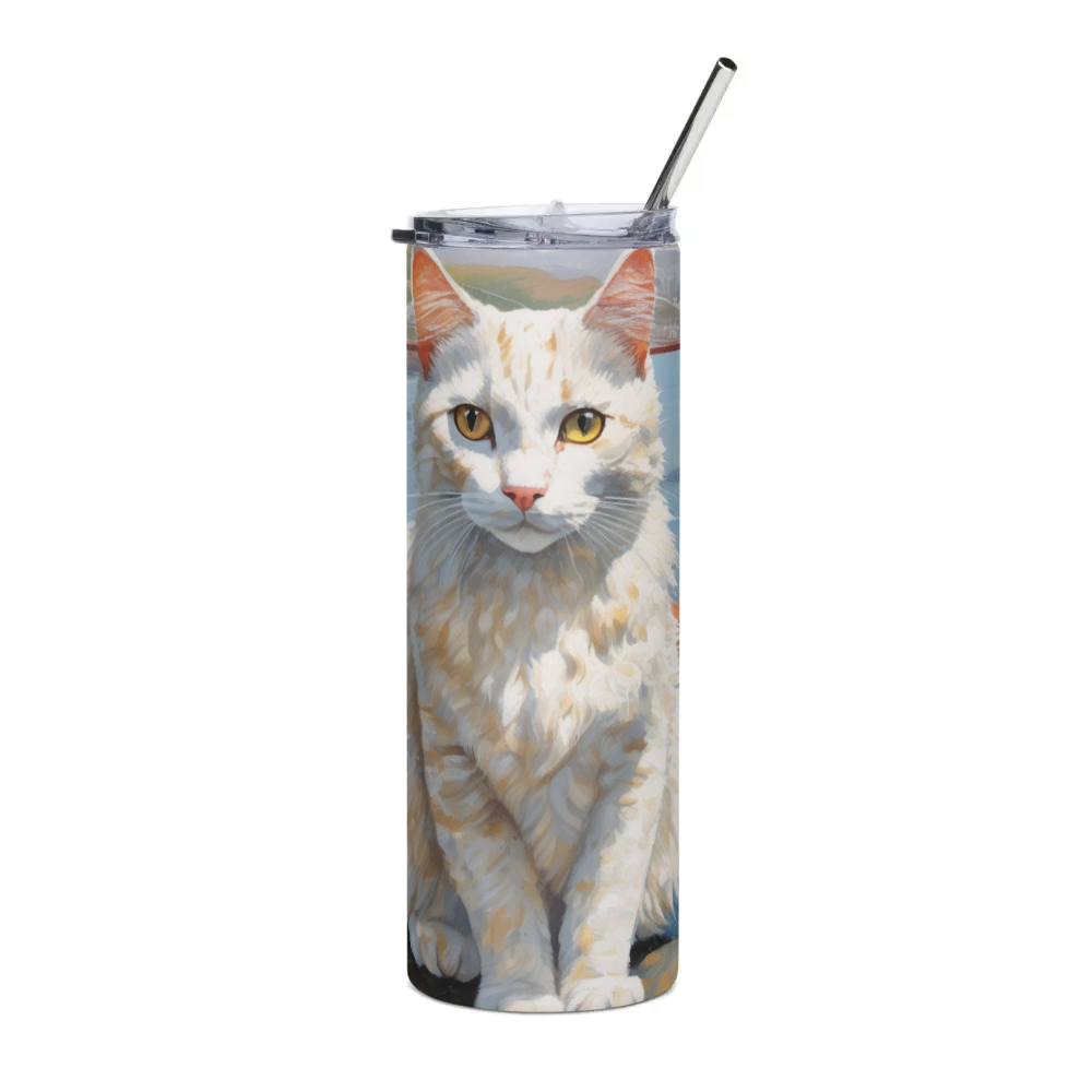PugMug Custom White Companion Cat Stainless Steel Tumbler