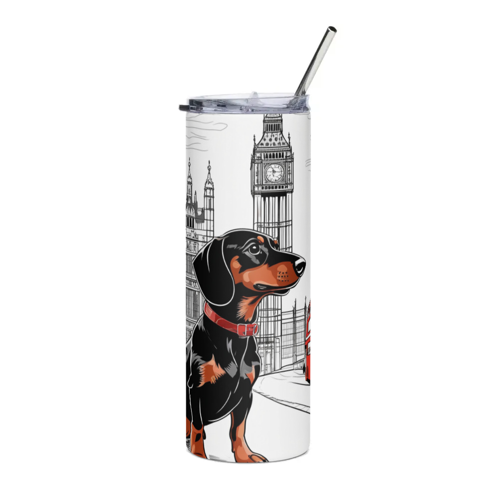 PugMug Custom Black Dachshund Stainless Steel Tumbler