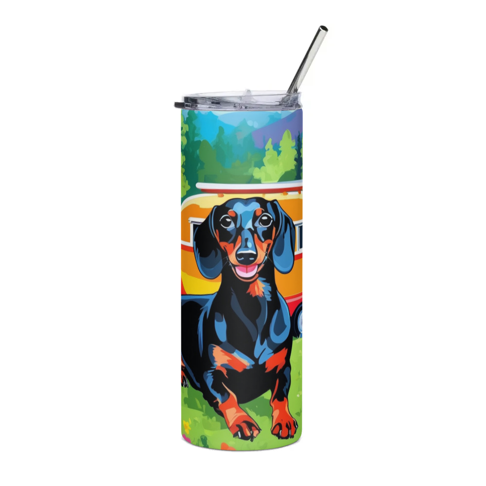PugMug Custom Black Dachshund Stainless Steel Tumbler