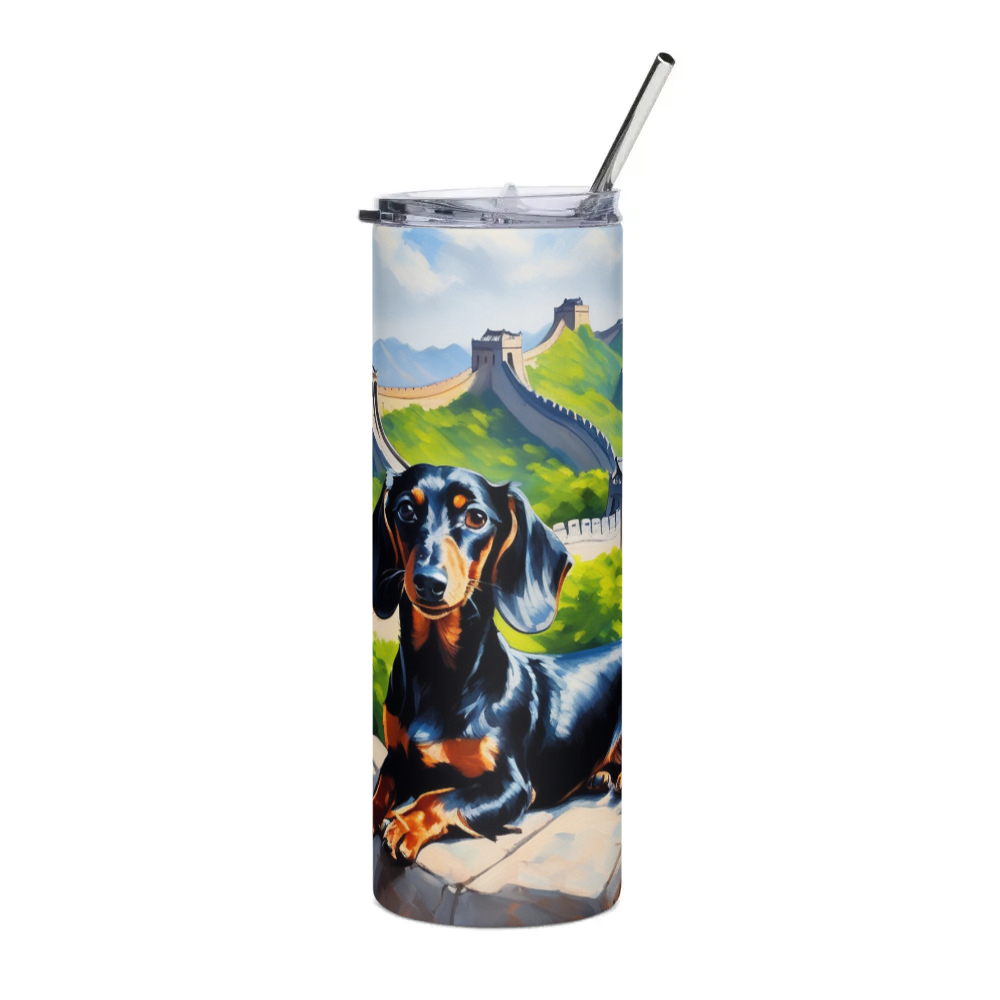 PugMug Custom Black Dachshund Stainless Steel Tumbler
