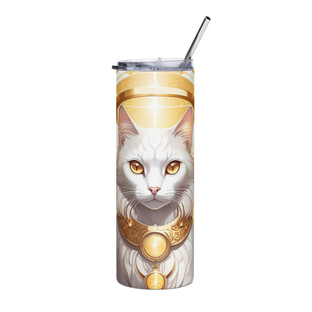 PugMug Custom White Companion Cat Stainless Steel Tumbler