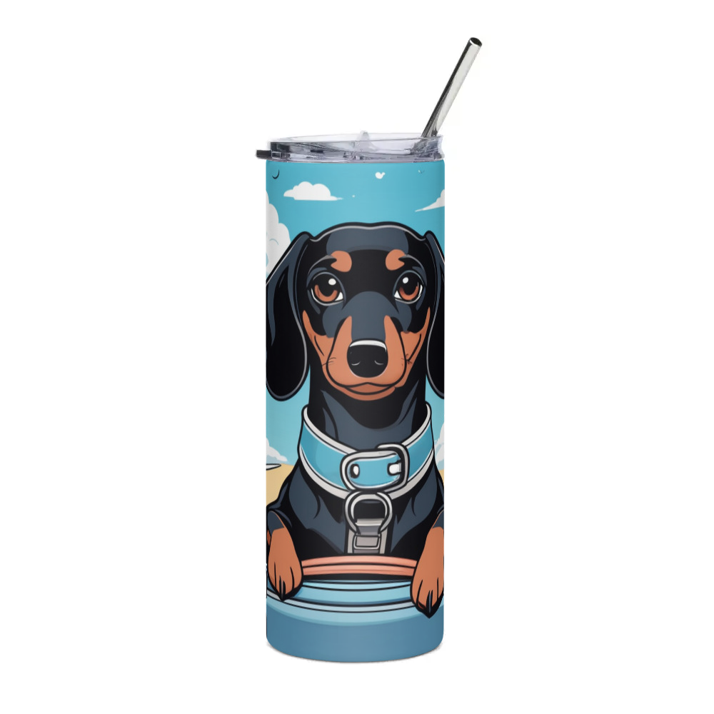PugMug Custom Black Dachshund Stainless Steel Tumbler